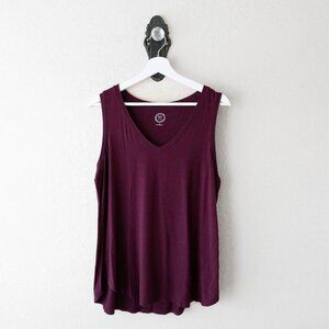 Maurices 24/7 Women’s L Burgundy Sleeveless V Neck Soft Stretch Tank Top